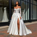 Off-Shoulder Satin Wedding Dress Lace Corset Dress