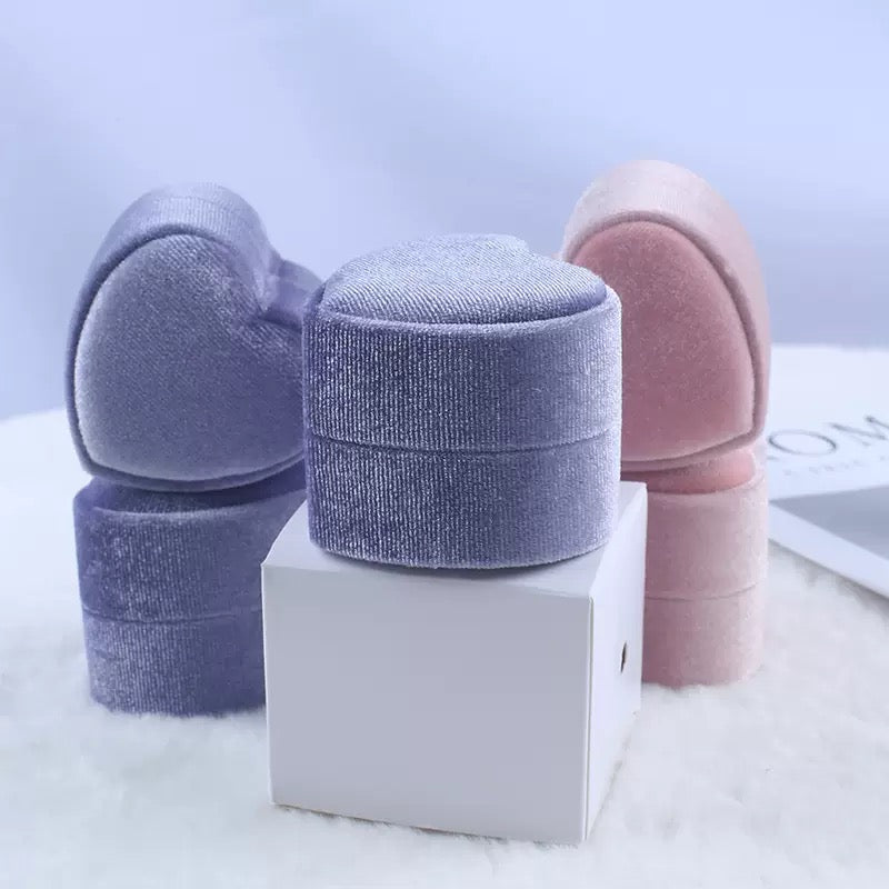 Luxury Heart-Shaped Velvet Box for Single or Double Rings | Valentine's Gift