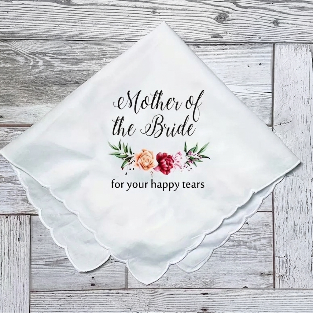 Happy handkerchiefs for the bride and groom's parents