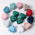 Luxury Heart-Shaped Velvet Box for Single or Double Rings | Valentine's Gift