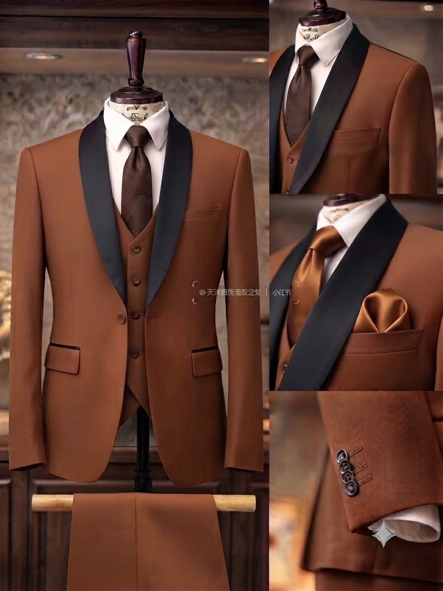 Men's slim tuxedo three-piece set