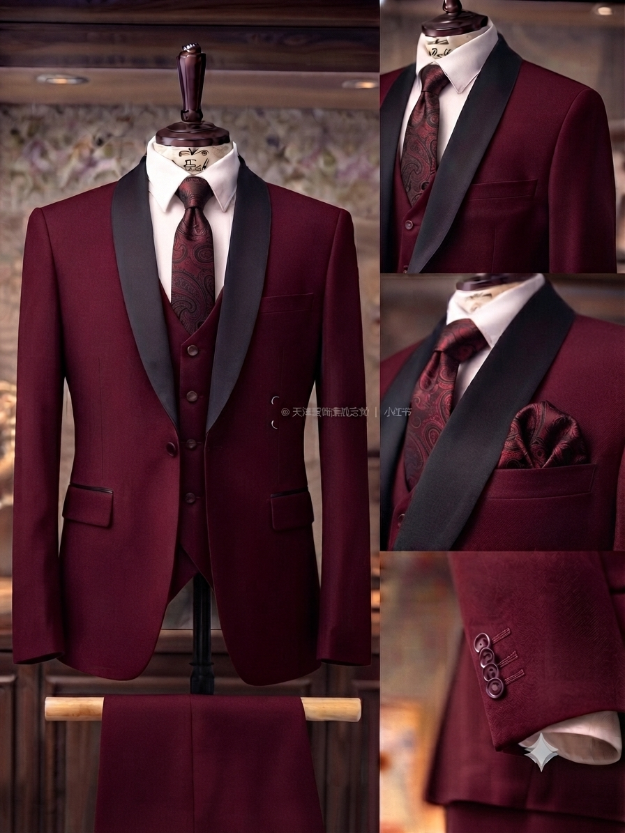 Men's slim tuxedo three-piece set