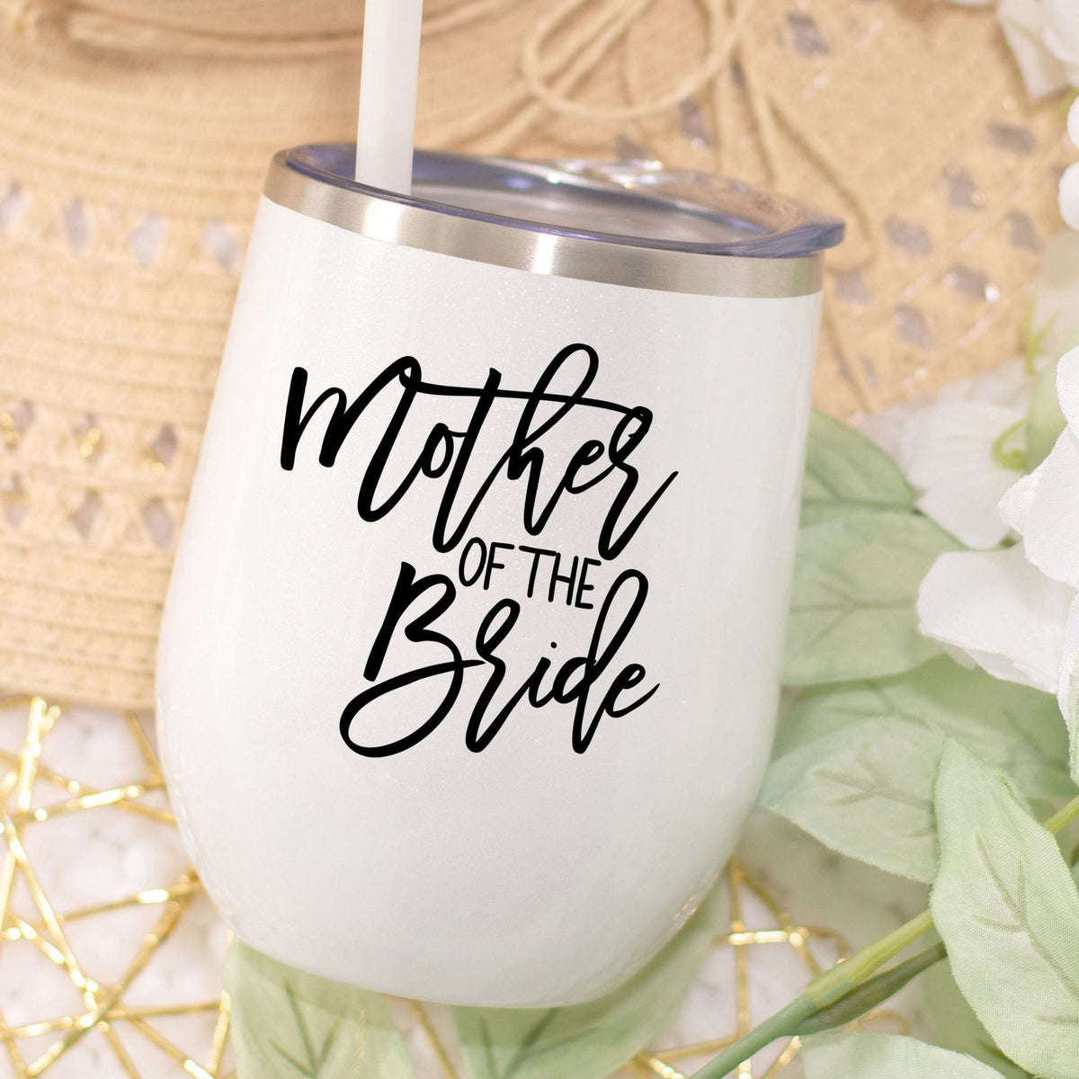 Insulated Stainless Steel Wedding Tumbler with Straw & Lid – Mother of the Bride / Groom