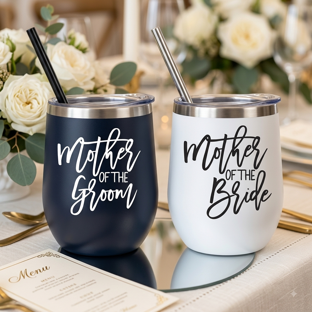Insulated Stainless Steel Wedding Tumbler with Straw & Lid – Mother of the Bride / Groom