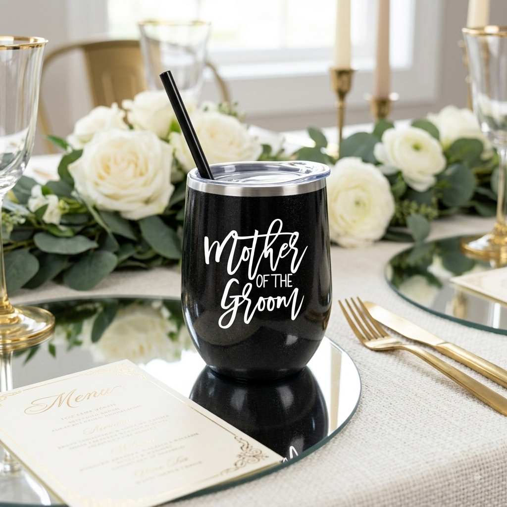 Insulated Stainless Steel Wedding Tumbler with Straw & Lid – Mother of the Bride / Groom