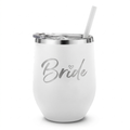 Bride Wine Tumbler with Straw – Insulated Stainless Steel Bridal Cup for Wedding Day, Bachelorette & Bridal Shower