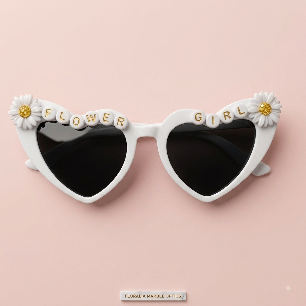 Daisy Heart Flower Girl Sunglasses – Cute Bridal Party Accessory for Kids