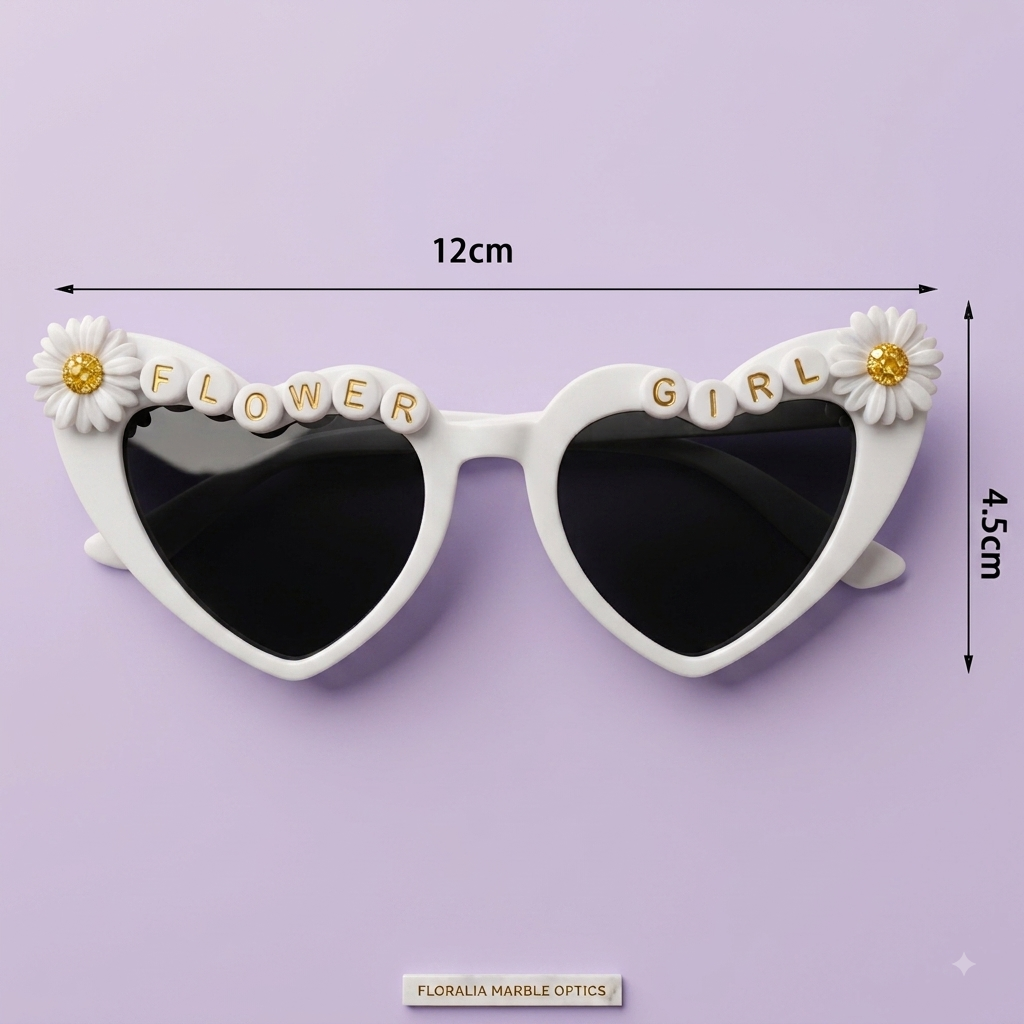 Daisy Heart Flower Girl Sunglasses – Cute Bridal Party Accessory for Kids