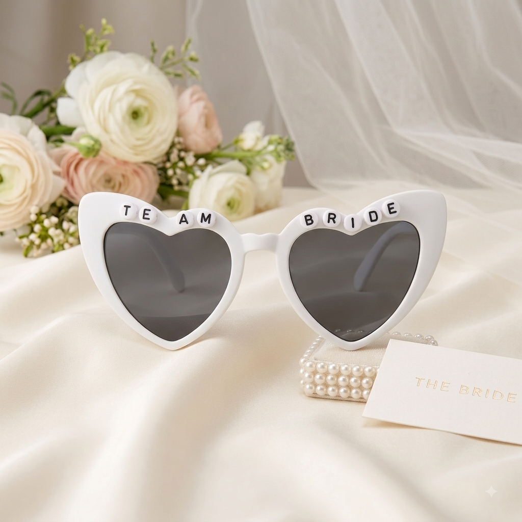 Retro Heart "Team Bride" Sunglasses – Bridal Party & Bachelorette Favors