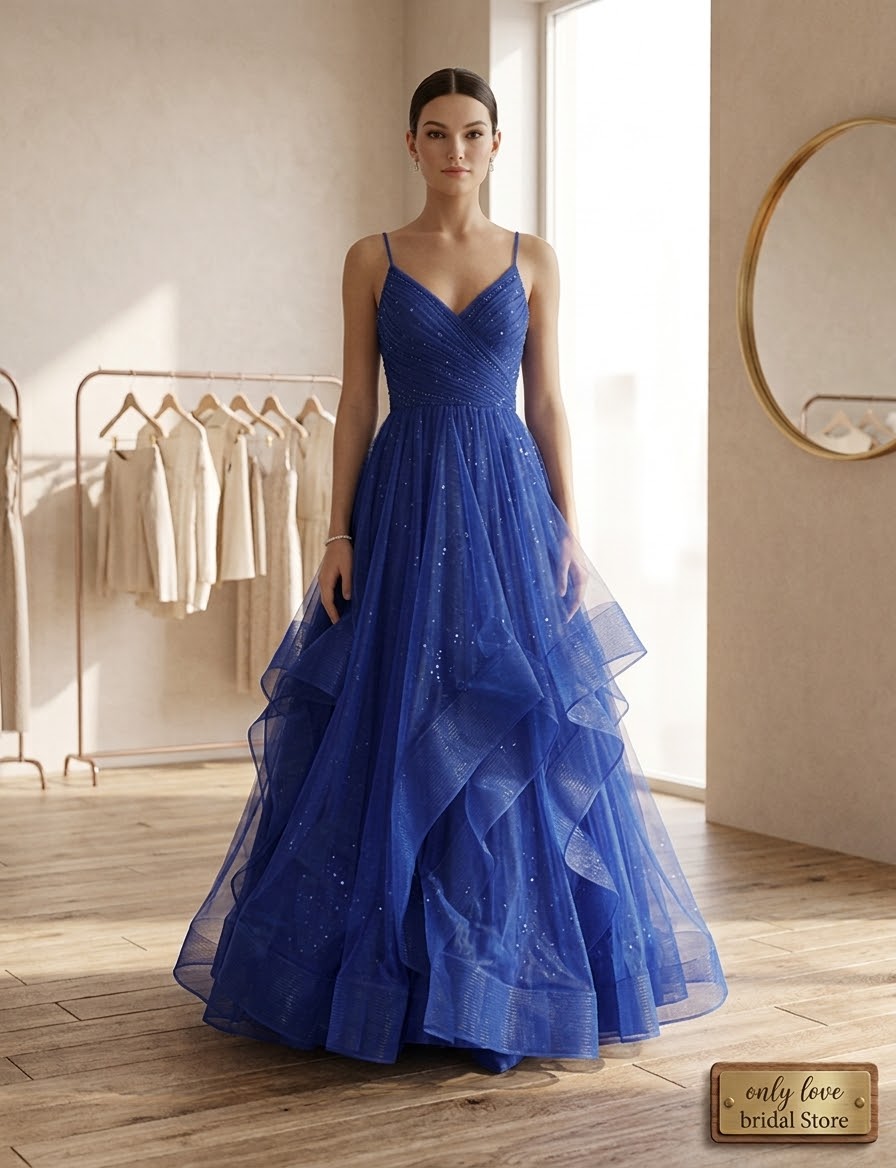 The Celestial Gown - Shimmering Tulle Layered Evening Dress