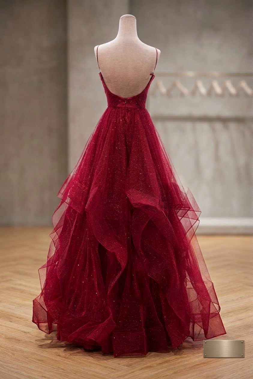 The Celestial Gown - Shimmering Tulle Layered Evening Dress