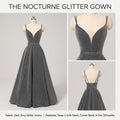 Glitter Deep V-Neck Formal Gown with Thigh-High Slit