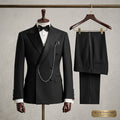 Men's Royal Black Double-Breasted Tuxedo with