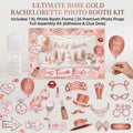 Rose Gold Bachelorette & Bridal Shower Photo Booth Props Kit (24 Pcs + Frame)