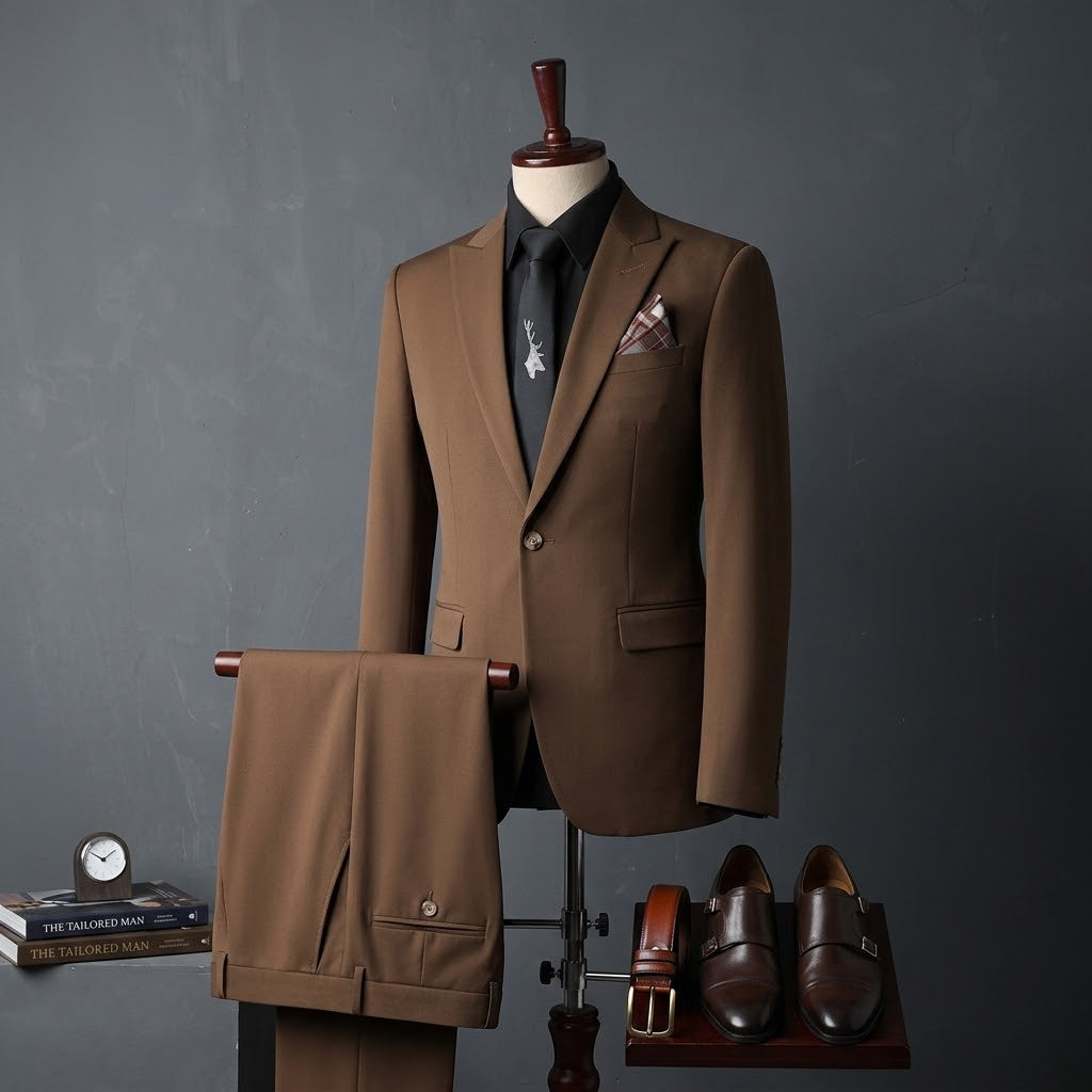 Men 2pc Set Brown suit