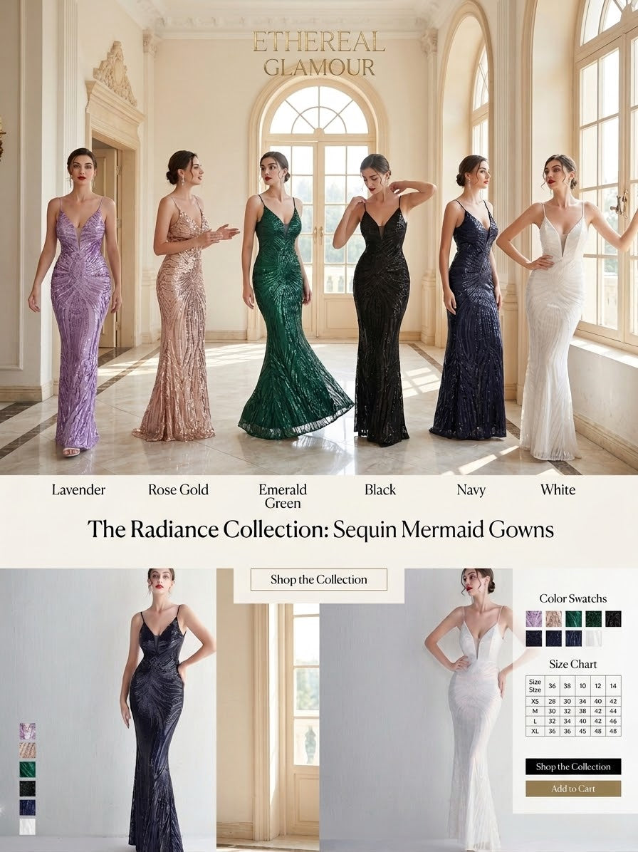 Sparkly Sequin Bodycon Formal Dress – Sleeveless Floor-Length Mermaid Gown