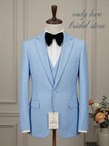 Sky Blue Modern Fit 3-Piece Tuxedo Suit for Groom & Wedding Prom