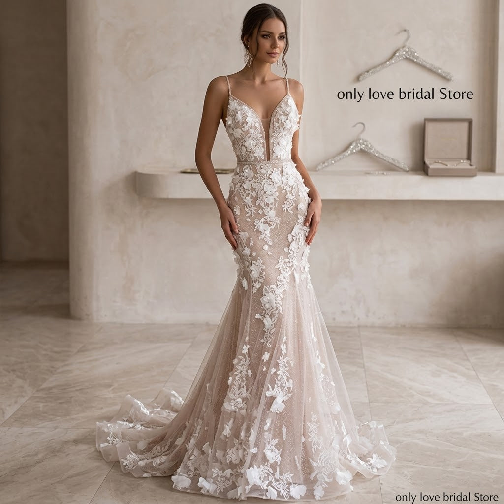 Bloom in Love 3D Floral Mermaid Wedding Gown