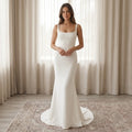 The Celine | Minimalist Square-Neck Crepe Mermaid Wedding Dress