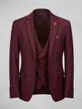 Men's Burgundy Slim Fit 3-Piece Suit
