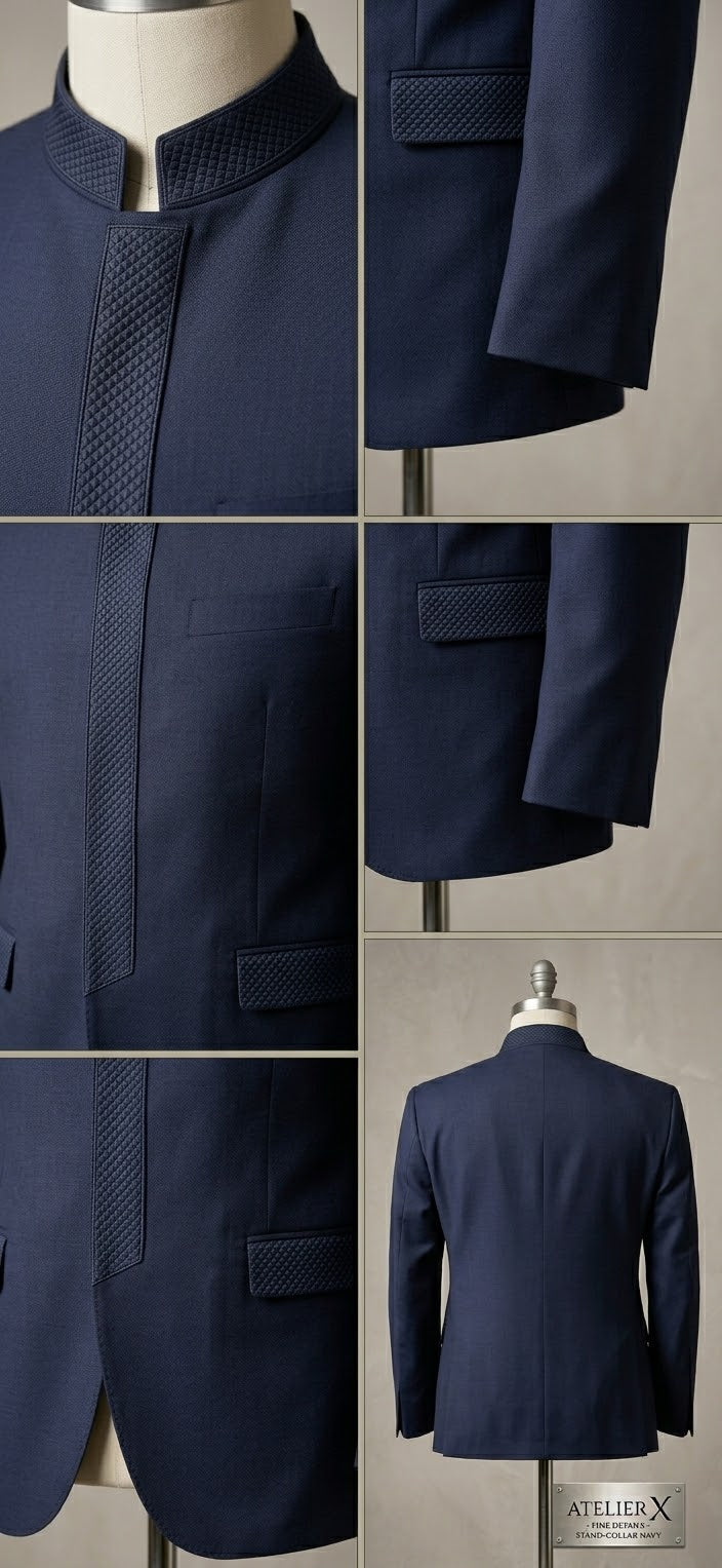 Midnight Navy Nehru Suit Set | Luxury Evening & Wedding Tuxedo