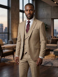 Men's Classic Beige Slim Fit 3-Piece Suit