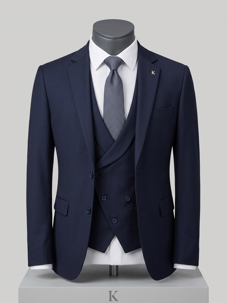 Men's Classic Navy Slim Fit 3-Piece Suit