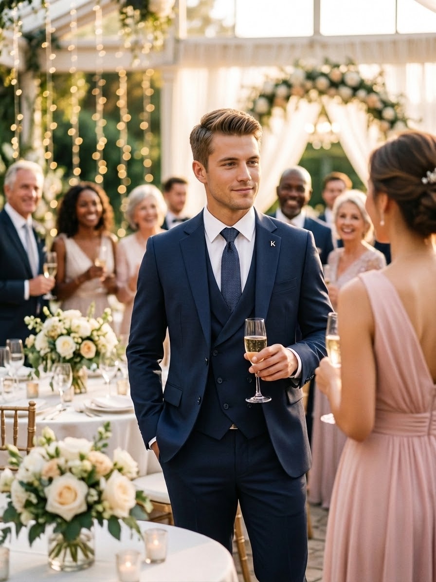 Men's Classic Navy Slim Fit 3-Piece Suit