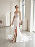 Lace Bodice Mermaid Wedding Dress with Slit