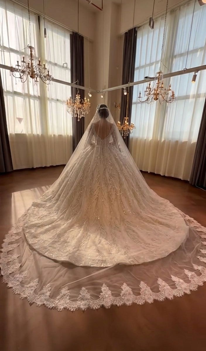 Luxury Long Sleeve Ball Gown Wedding Dress