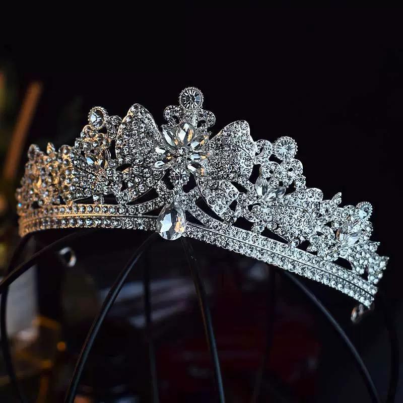Silver Floral Crystal Bridal Crown