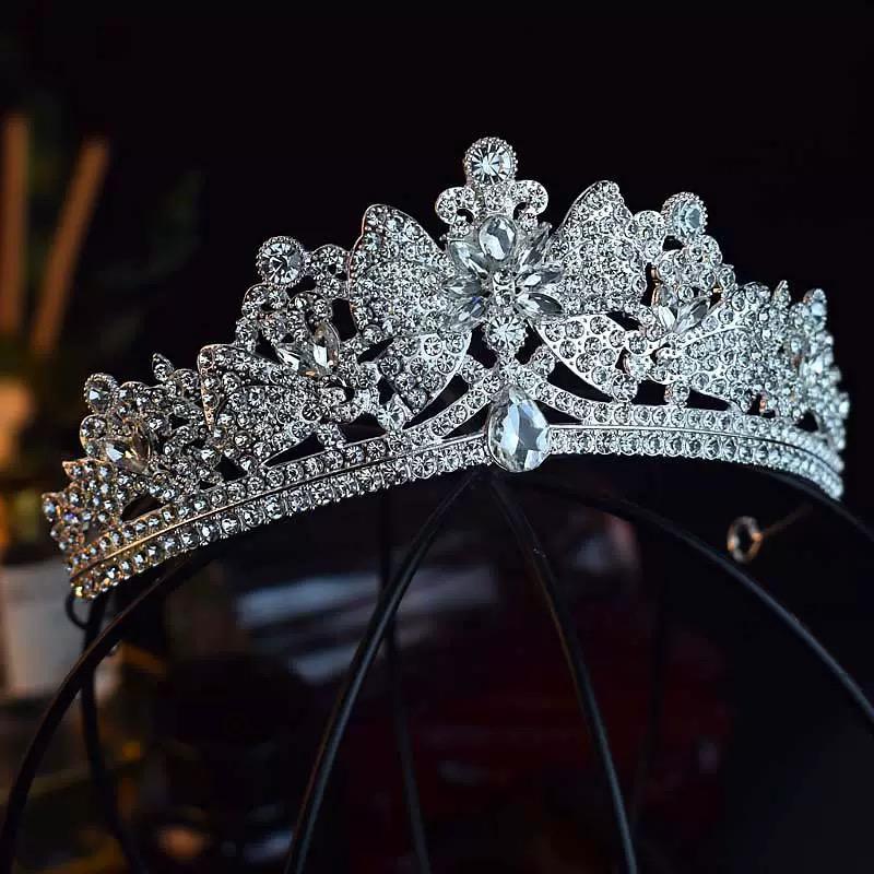 Silver Floral Crystal Bridal Crown