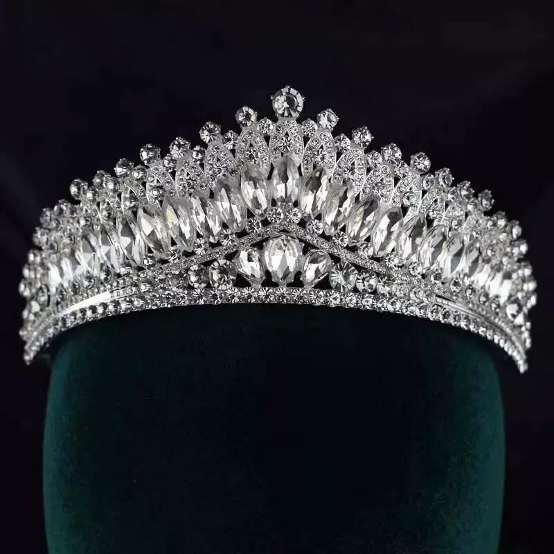 Silver Marquise Crystal Crown