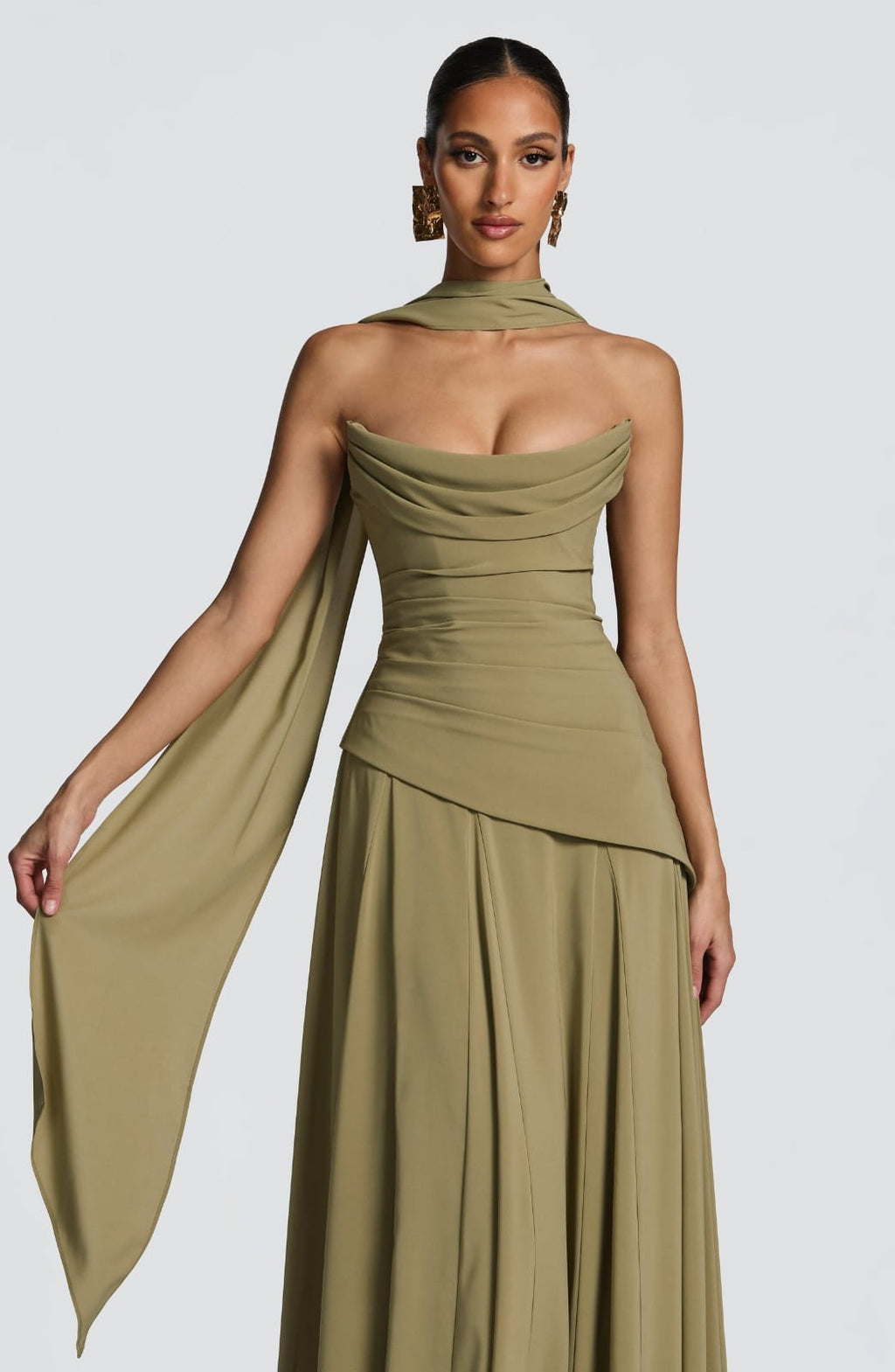 Strapless  Drapped Formal A-Line Evening Dress