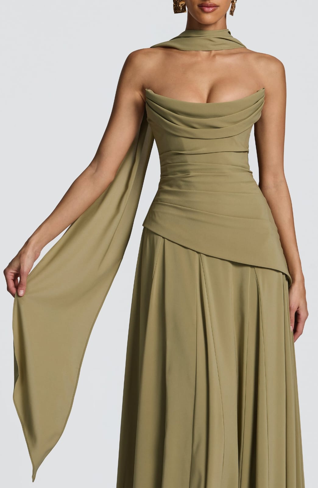 Strapless  Drapped Formal A-Line Evening Dress