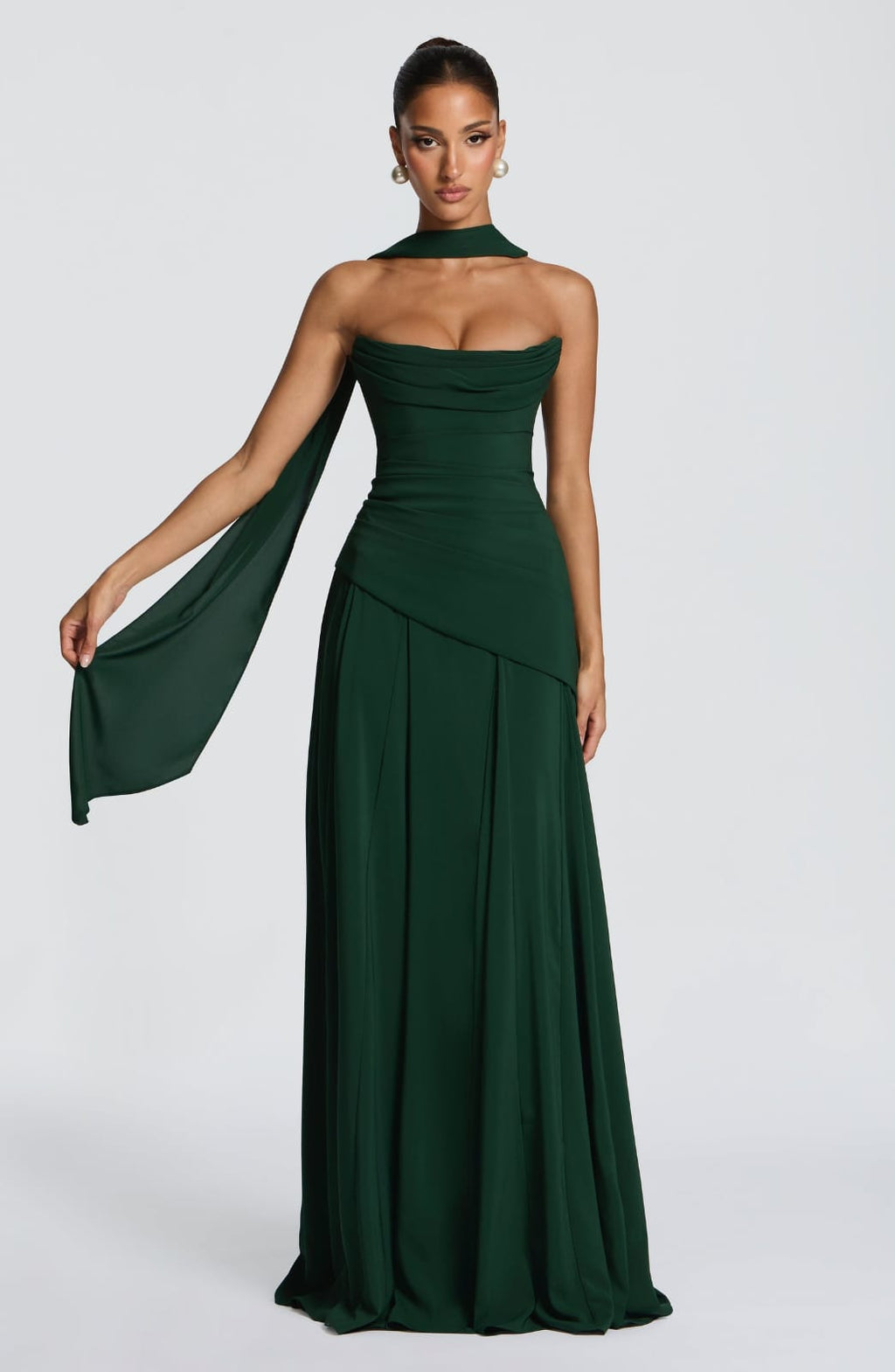 Strapless  Drapped Formal A-Line Evening Dress