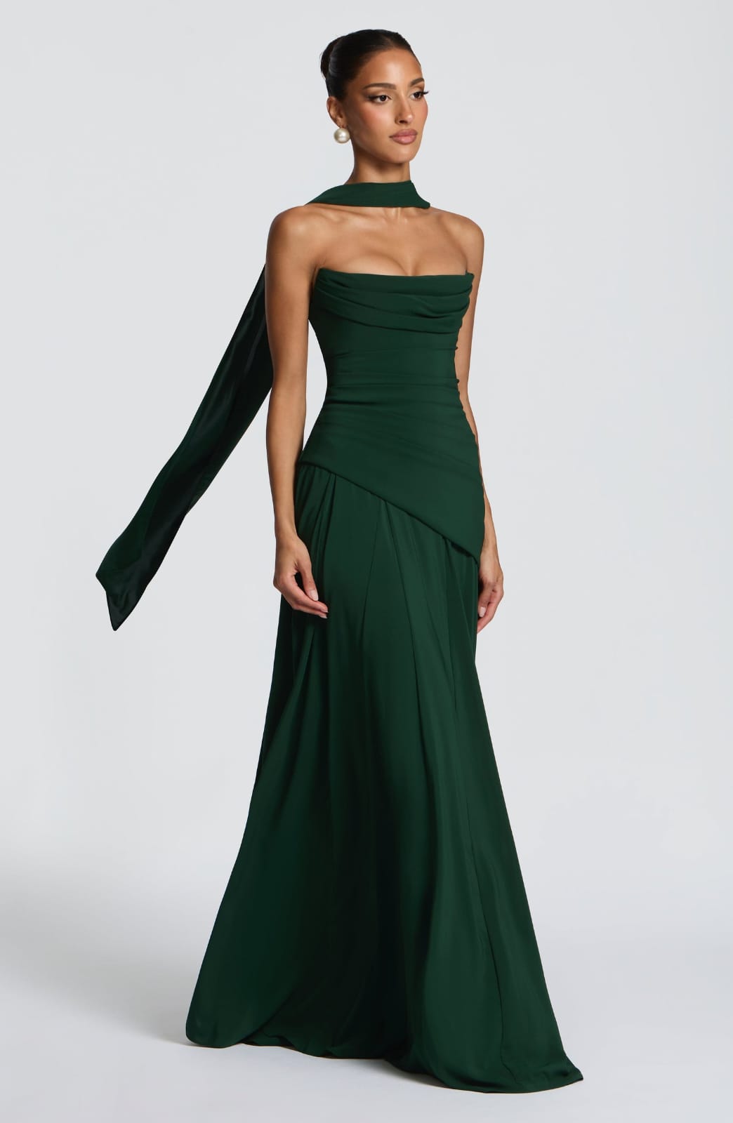 Strapless  Drapped Formal A-Line Evening Dress