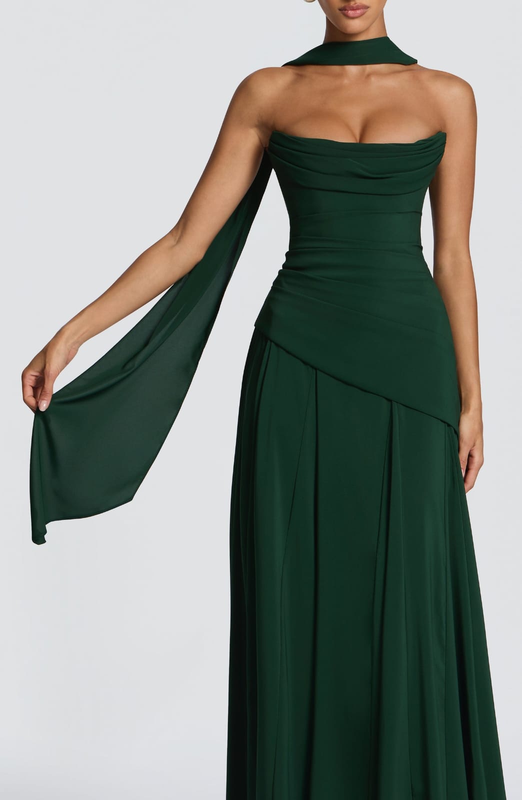 Strapless  Drapped Formal A-Line Evening Dress