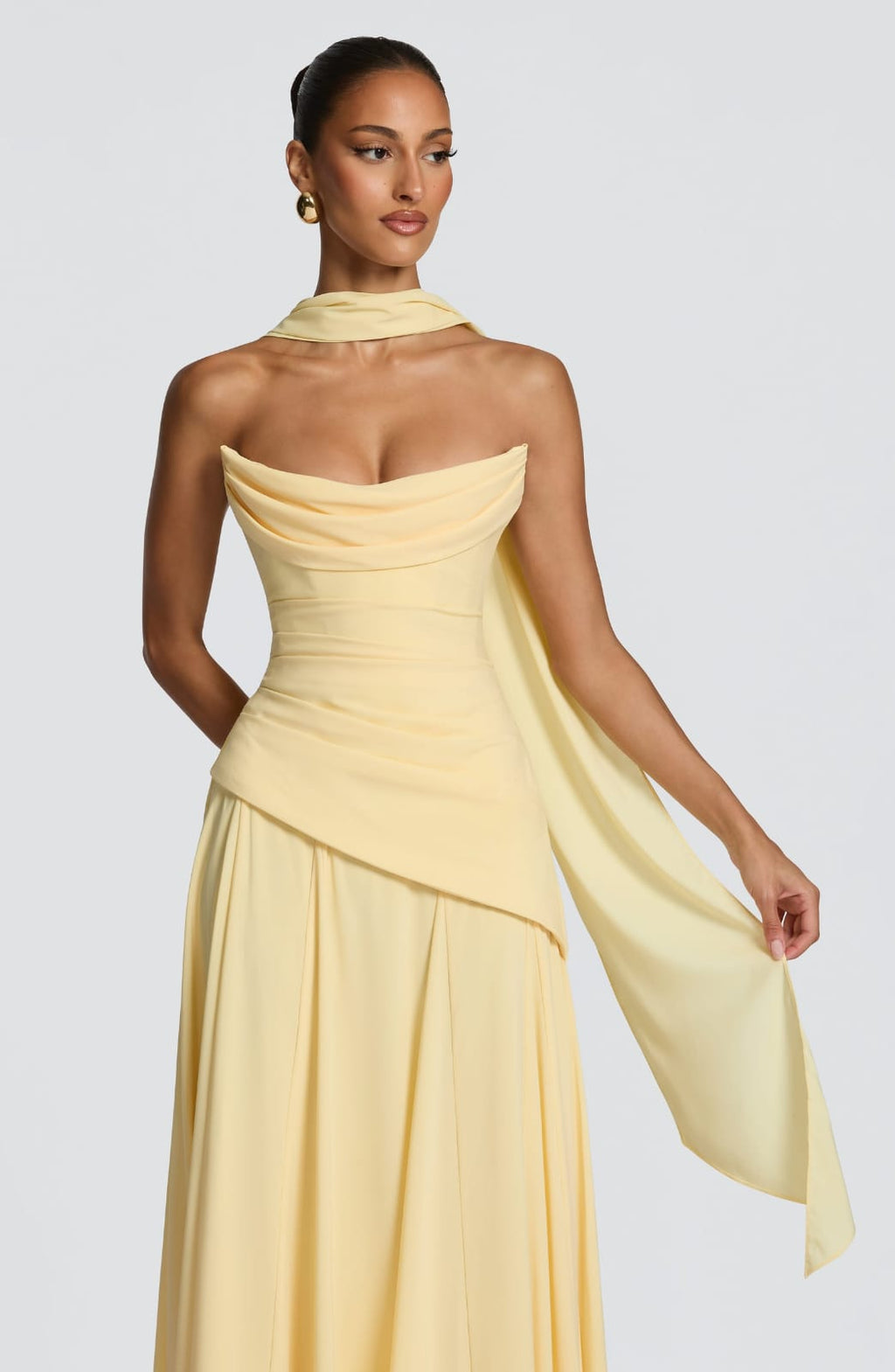 Strapless  Drapped Formal A-Line Evening Dress
