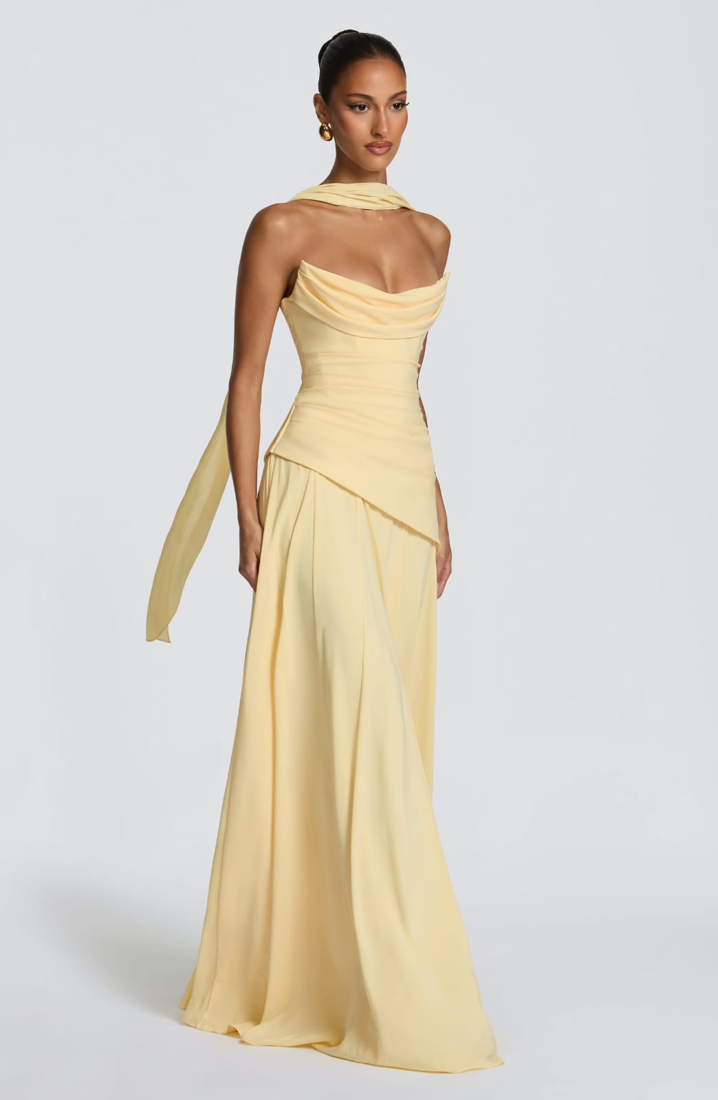 Strapless  Drapped Formal A-Line Evening Dress