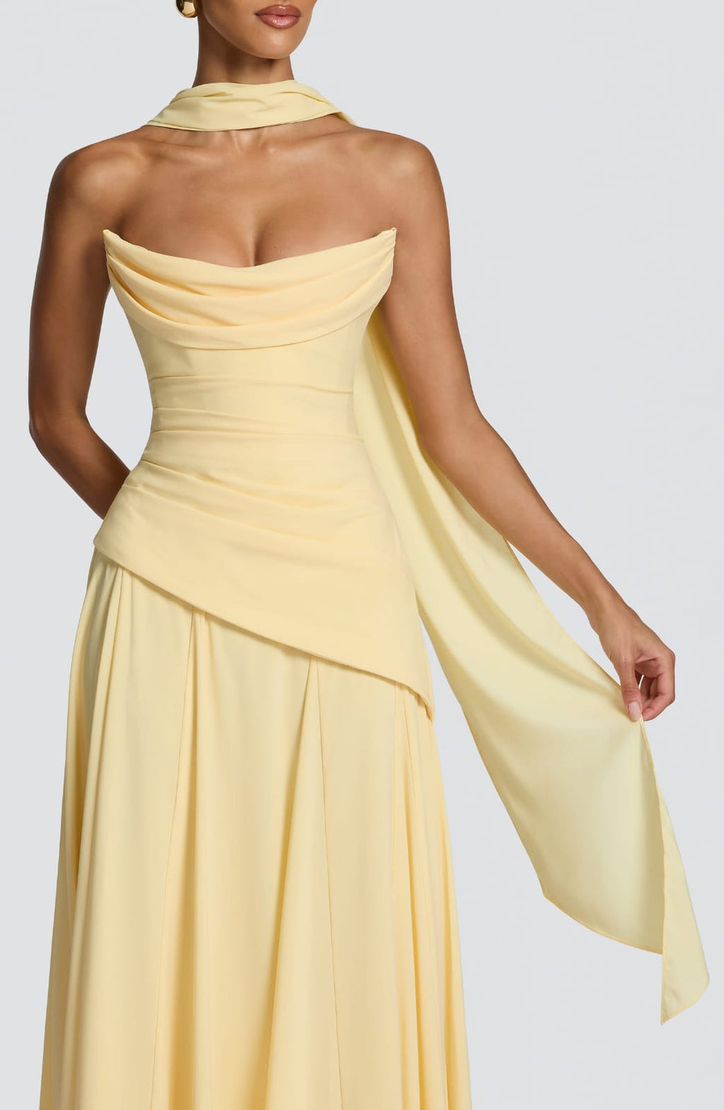 Strapless  Drapped Formal A-Line Evening Dress