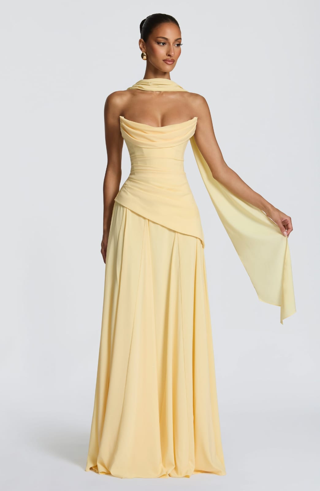 Strapless  Drapped Formal A-Line Evening Dress