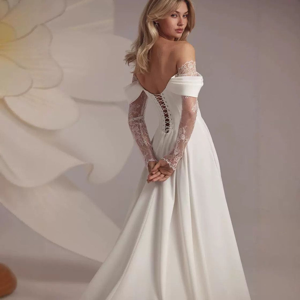 Ivory Bloom Off Shoulder Bridal Gown - Only Love Bridal Store