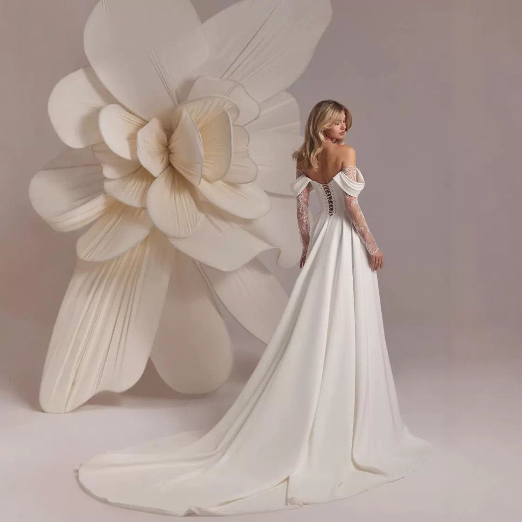 Ivory Bloom Off Shoulder Bridal Gown - Only Love Bridal Store
