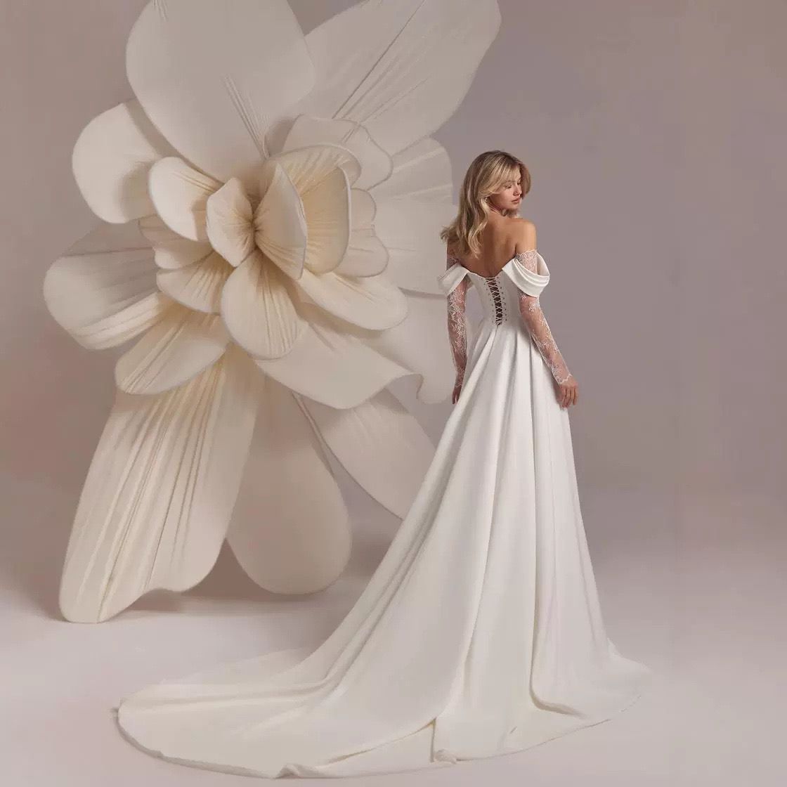 Ivory Bloom Off Shoulder Bridal Gown - Only Love Bridal Store