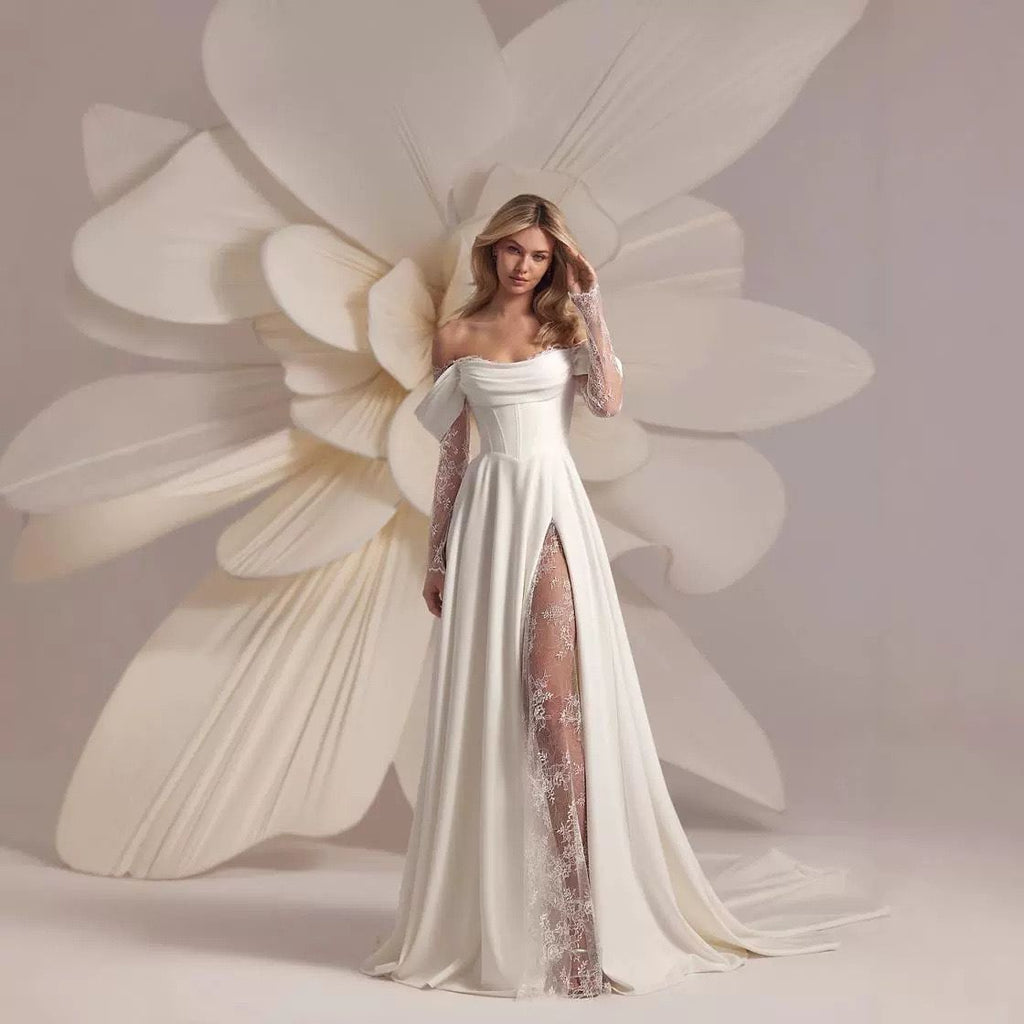 Ivory Bloom Off Shoulder Bridal Gown - Only Love Bridal Store