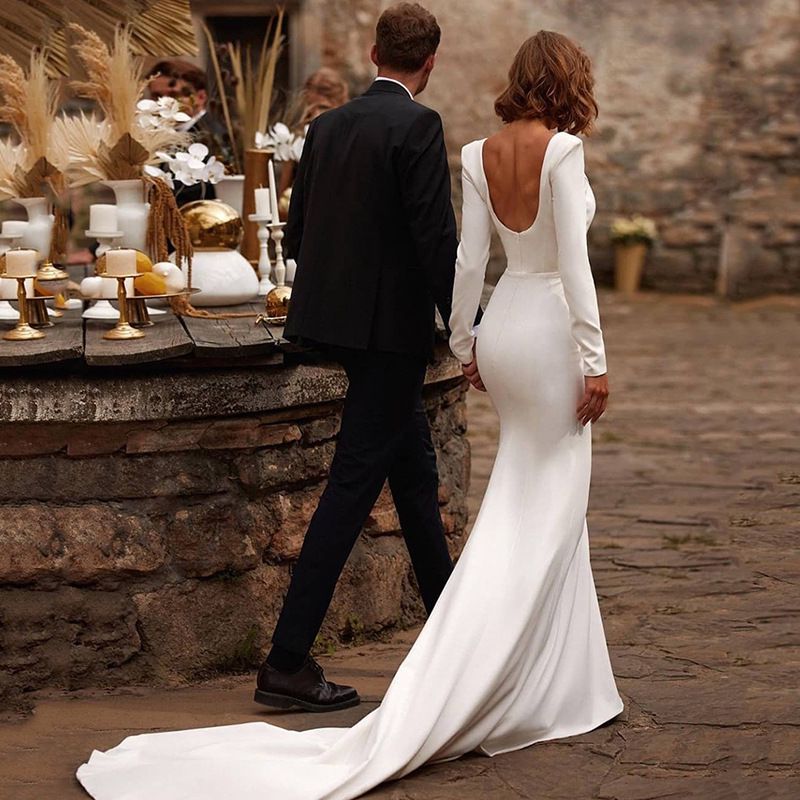 Square Neck Column Bridal Gown - Only Love Bridal Store