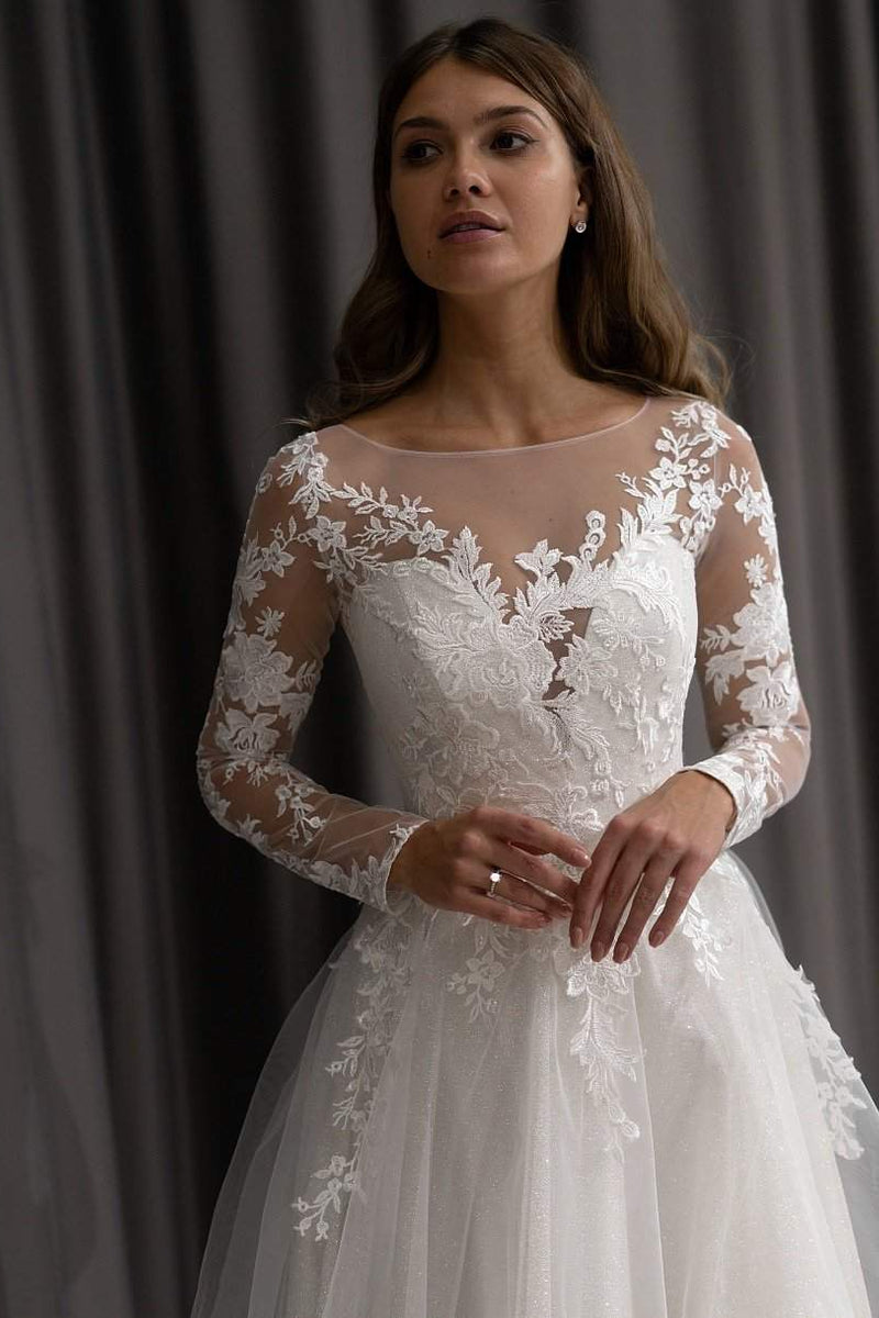 Celeste Illusion Sleeve Bridal Gown - Only Love Bridal Store