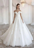 Off-Shoulder Cathedral Ball Gown Wedding Dress - Only Love Bridal Store