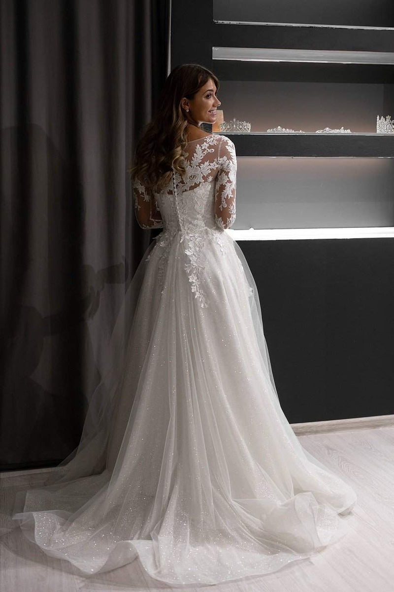 Celeste Illusion Sleeve Bridal Gown - Only Love Bridal Store